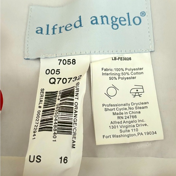 NWOT ALRED ANGELO SPAGHETTI STRAP CORAL & WHITE KNEE LENGTH DRESSY DRESS. SZ 16 - Picture 7 of 10